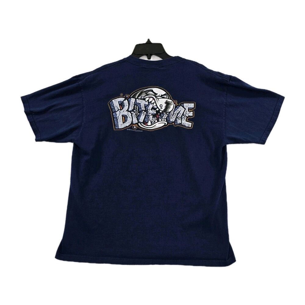 Vintage Big Dogs Shirt Mens Large Blue Bite Me Dog Graphic Humor Tee 2000